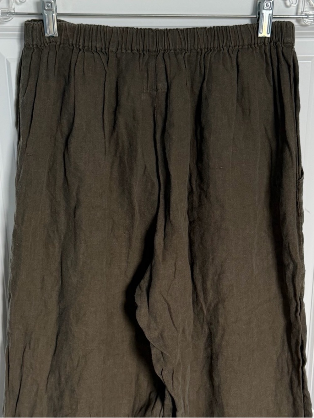 FLAX by Jeanne Engelhart Brown Linen Wide-Leg Pants Medium 39701 - Picture 3 of 10